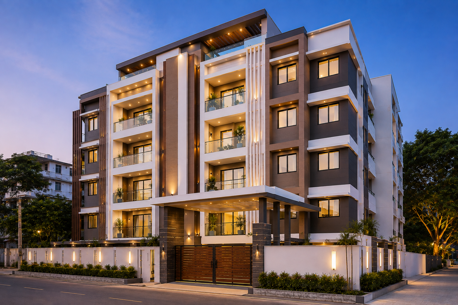 Completed residential apartment building